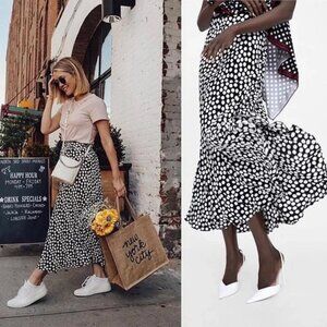 Zara Black & White Polka Dots Skirt